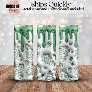 20oz Green Christmas Tree Cake Stainless Steel Tumbler